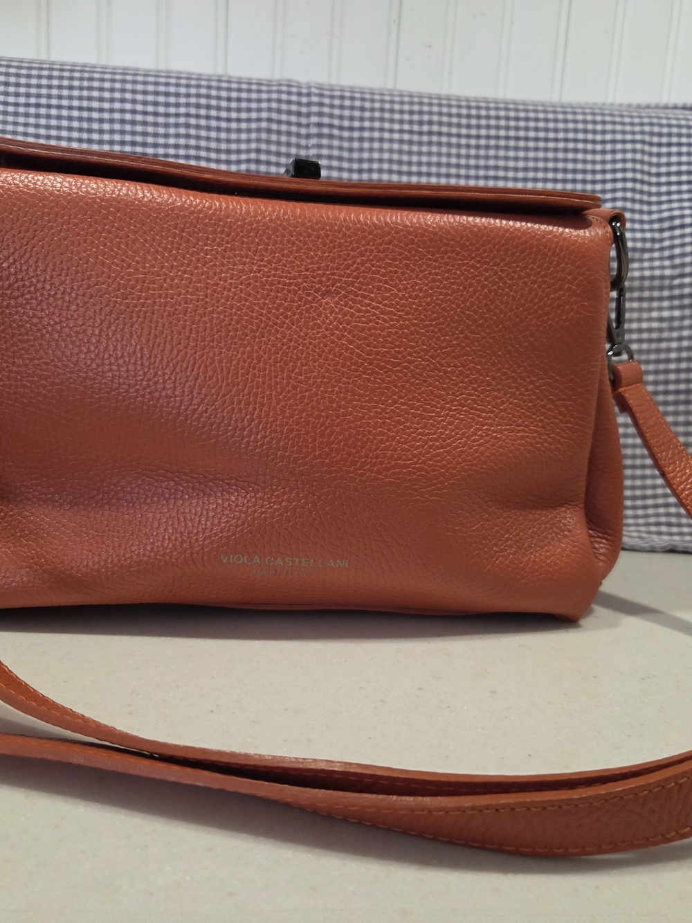 Viola Casstellani Orange Leather Crossbody Bag